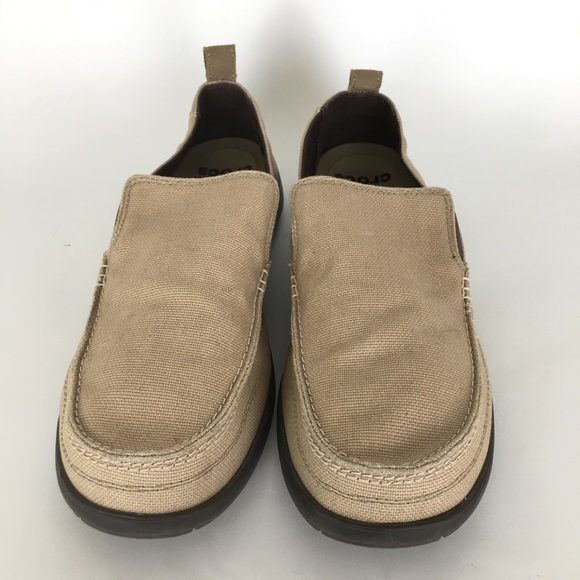 CROCS Walu Men’s Beige Canvas Slip-On Loafer Shoes with Dark Brown Sole Size 13 main image 10